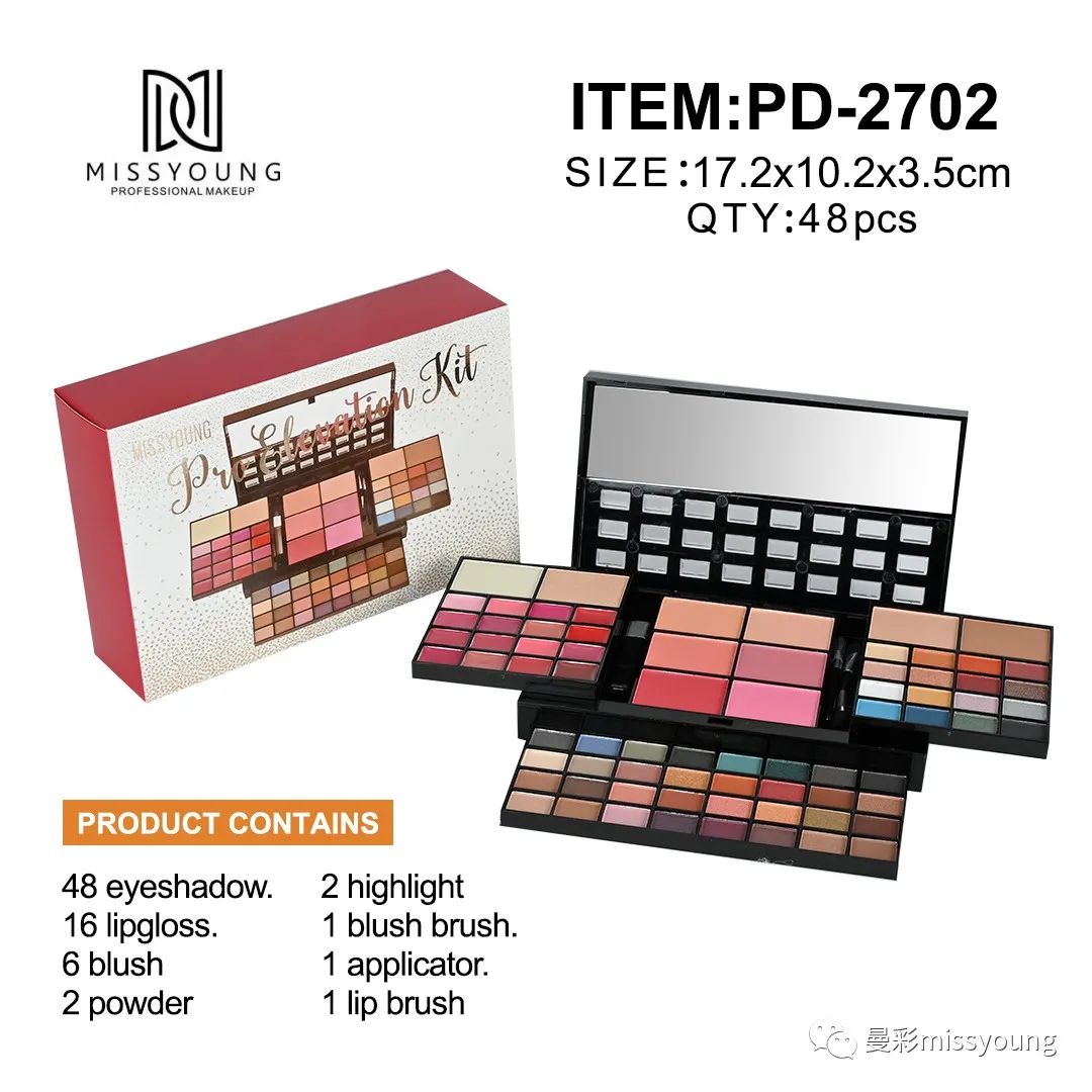 Miss Young Professional Factory High Quality Makeup Palette Box Eye Shadow Blush PD-2702