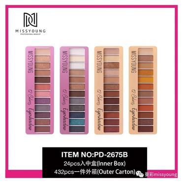 High Quality New Miss Young Best Selling 4 Different Kinds Of 12 Colors Eye Shaow Palette PD-2675B