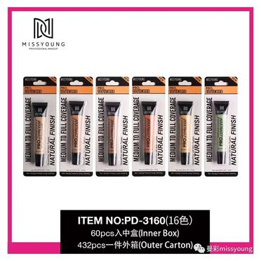 Miss Young OEM Cosmetics 6 Colors Concealer Full Coverage Makeup Foundation Natural Skin Private Label Liquid Foundation PD-3160