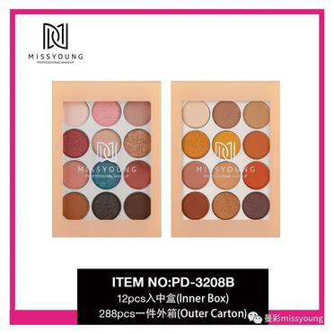 Miss Young 12 Colors Light Shinny Style Eyeshadow Palette Professional Eye Makeup Wholesale PD-3208B