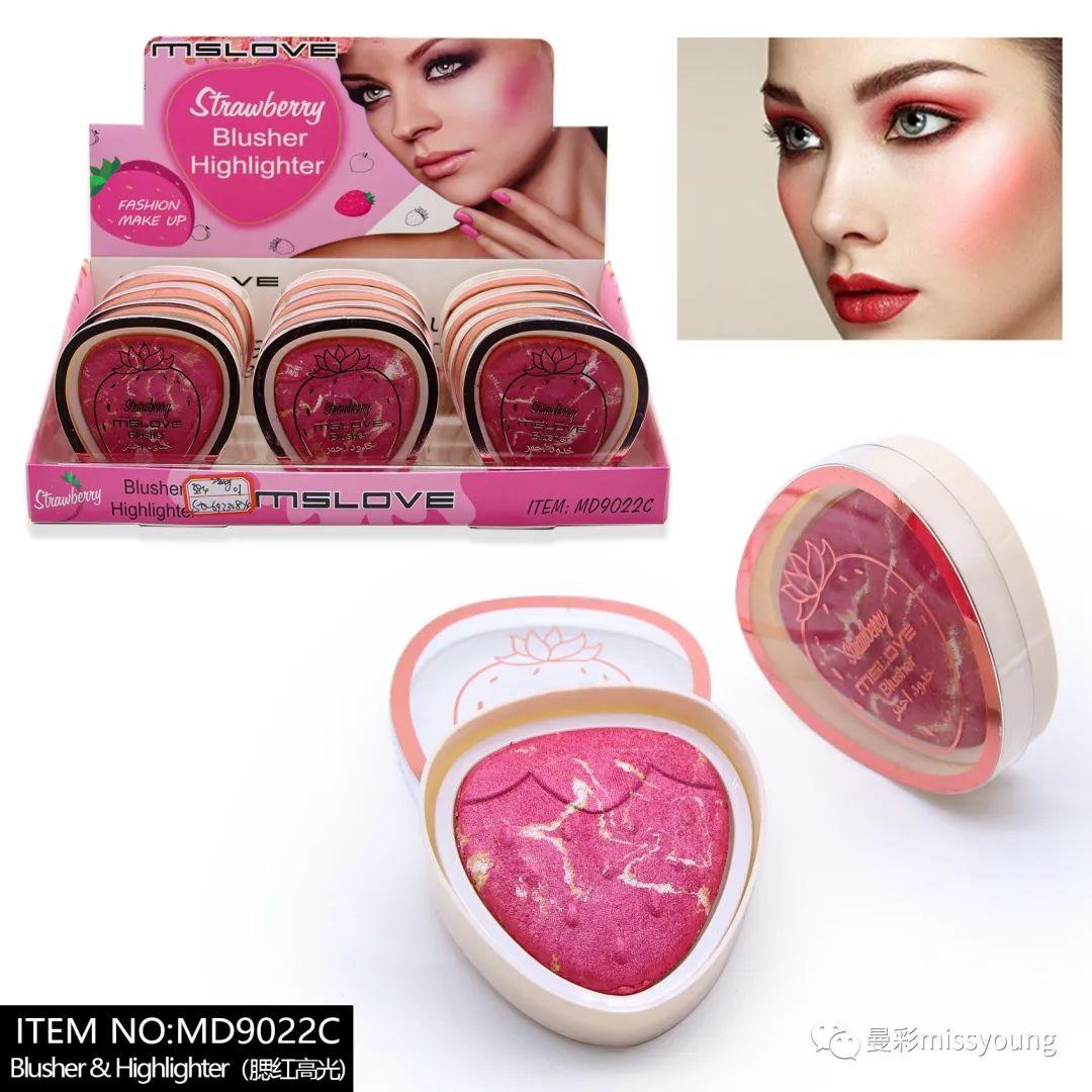 Miss Young Wholesale Makeup Shimmer 2 Colors Strawberry Mixed Color Powder Blusher Palette Face Beauty Makeup MD9022C