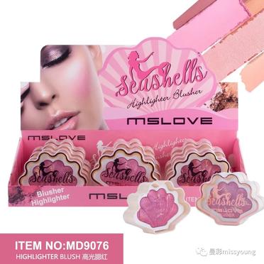 2023 New Miss Young Shell Shape High Quality OEM 2 Colors Mixed Blusher Palettes Wholesale Makeup Natural Cosmetics MD9076