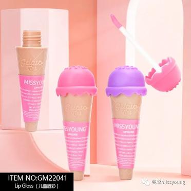 2023 Miss Young Popular Selling New Kids Lip Gloss Ice Cream Shape Multi Colors GM22041