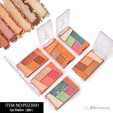 New Miss Young Hot Selling 4 Colors Hypotenuse Rectangle Eye Shadow Palette PD23041