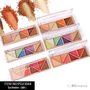 New Miss Young Hot Selling 8 Colors Triangle Twill Stamp Eye Shadow Palette PD23044