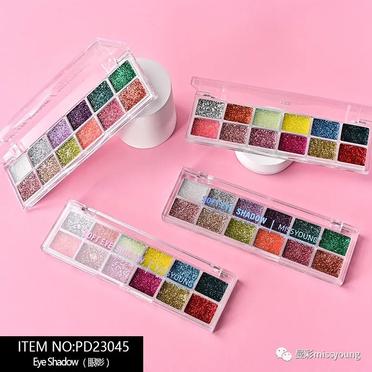 2023 Miss Young Hot Selling New 12 Colors Glitters Sequins Eye Shadow Palette PD23045