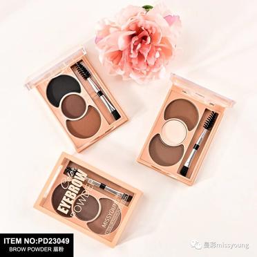New Miss Young Hot Selling 3 Colors Eyebrow Palette With Brush PD23049