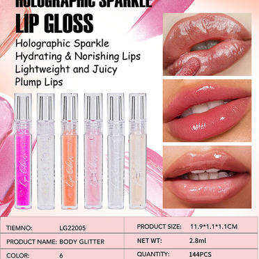 Hydrating & Norishing Lips Holographic Glitter Gloss Lip Gloss LG22005