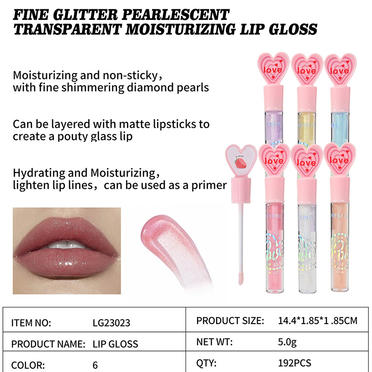 Custom Fine Glitter Pearlescent Transparent Moisturizing Lip Gloss LG23023