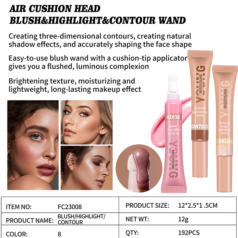 Moisturizing Air Cushion Head Blush&Highlight&Contour Wand FC23008