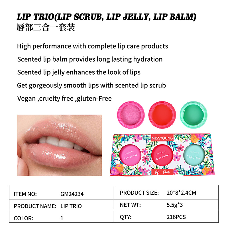 Lip Trio(Lip Scrub,Lip Jelly,Lip Balm) GM24234