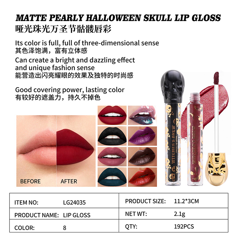 Matte Pearly Halloween Skull Lip Gloss LG24035
